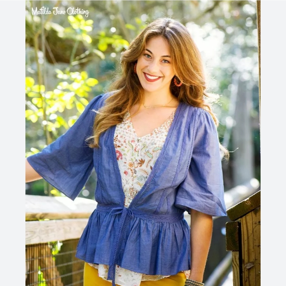 ☀️Cropped Chambray Tie Jacket/Blouse